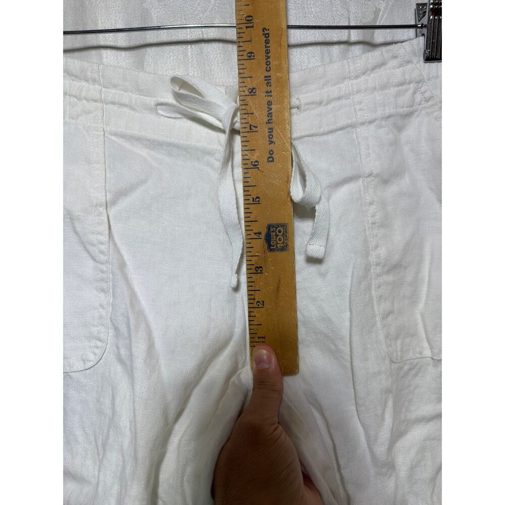 Inc Beach Pants 4 White 100% Linen Zip Ankles Utility Reinforced Knee Tapered - Picture 6 of 11